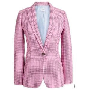 J Crew Factory Houndstooth Wool Blend Holland Blazer Pink/Fushia Size 6